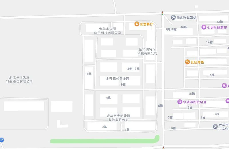 高德地图显示金开现代智造园及6幢周边路网